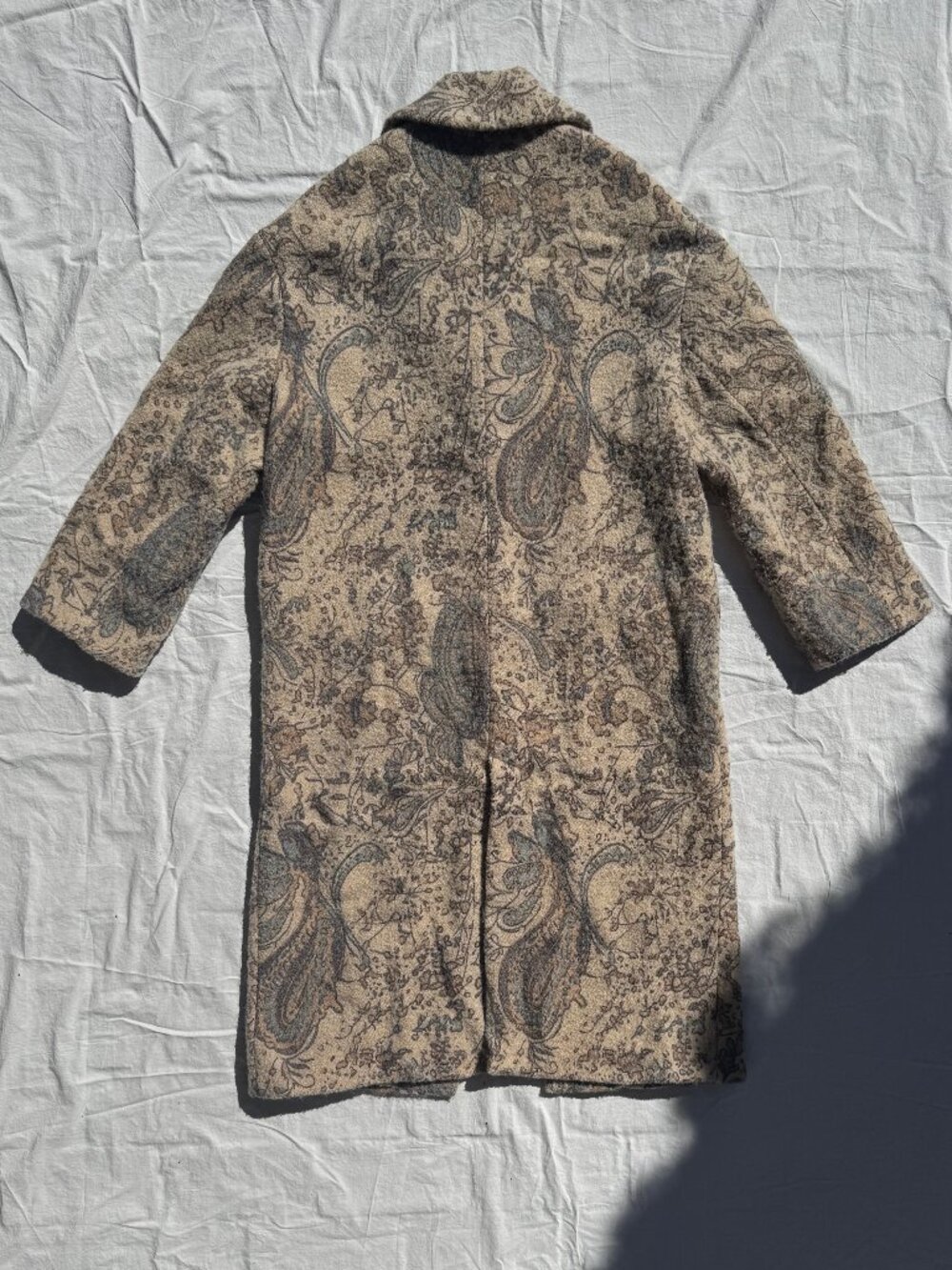 Zara Limited Edition Paisley Print Pattern Wool Blend Oversized Peacoat Sz XS-S - Picture 7 of 7